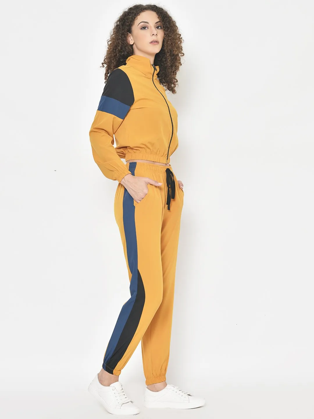 AmericanElm Women's Yellow Stretchable Stylish Tracksuits