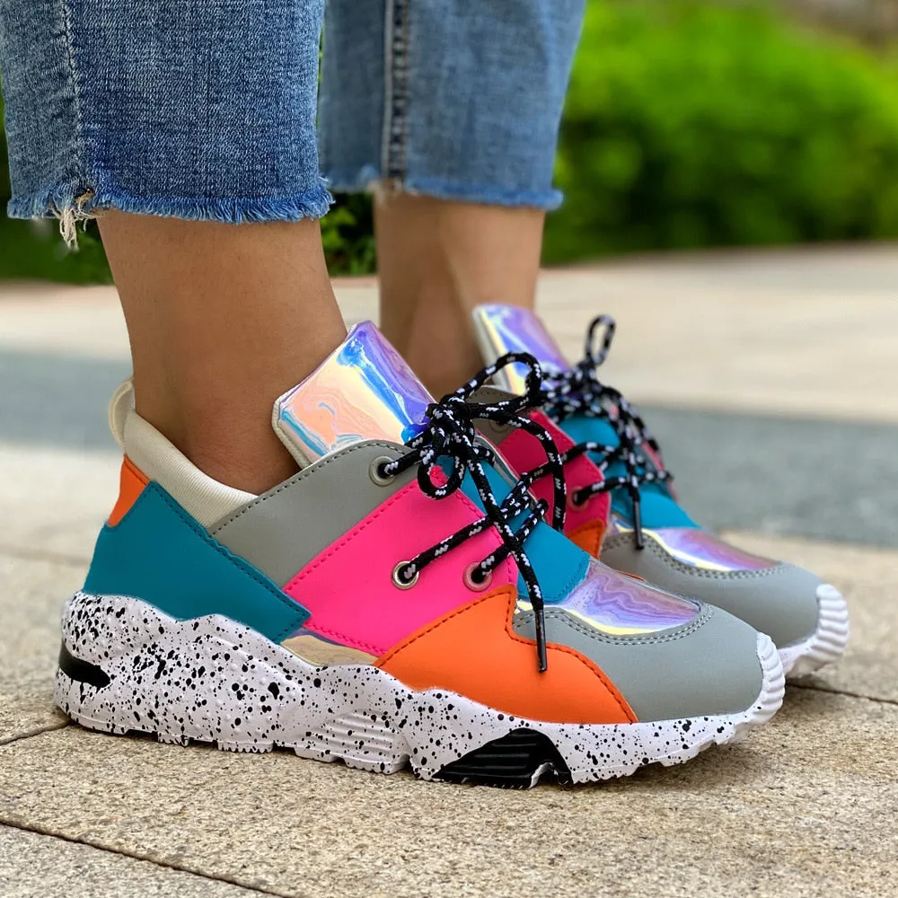 Amozae  Women's Sneakers 2024  Spring Fashion Lace Up Ladies Running Shoes 35-43 Mix Color Outdoor Breathable Female Vulcanize Shoes AA8