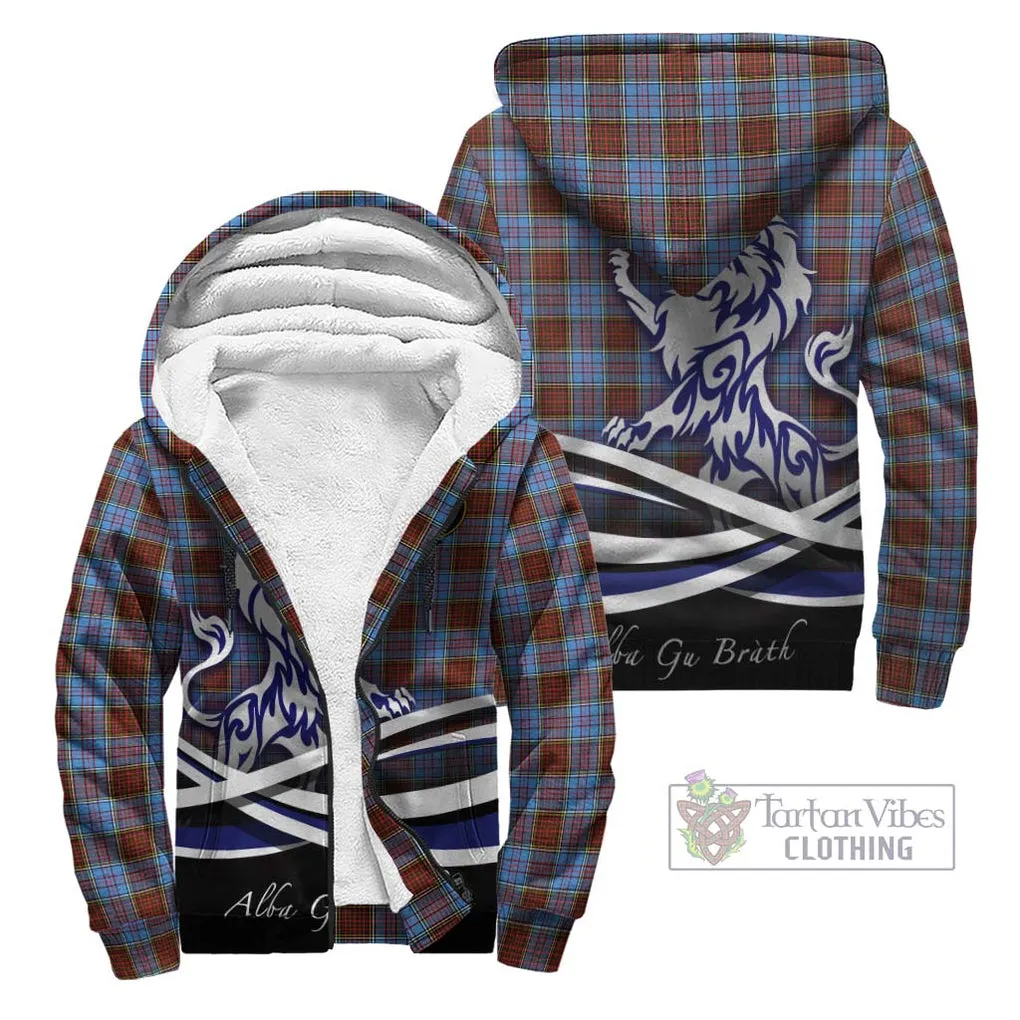 Anderson Modern Tartan Sherpa Hoodie with Alba Gu Brath Regal Lion Emblem