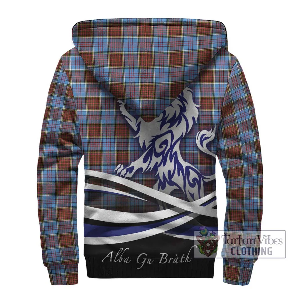 Anderson Modern Tartan Sherpa Hoodie with Alba Gu Brath Regal Lion Emblem