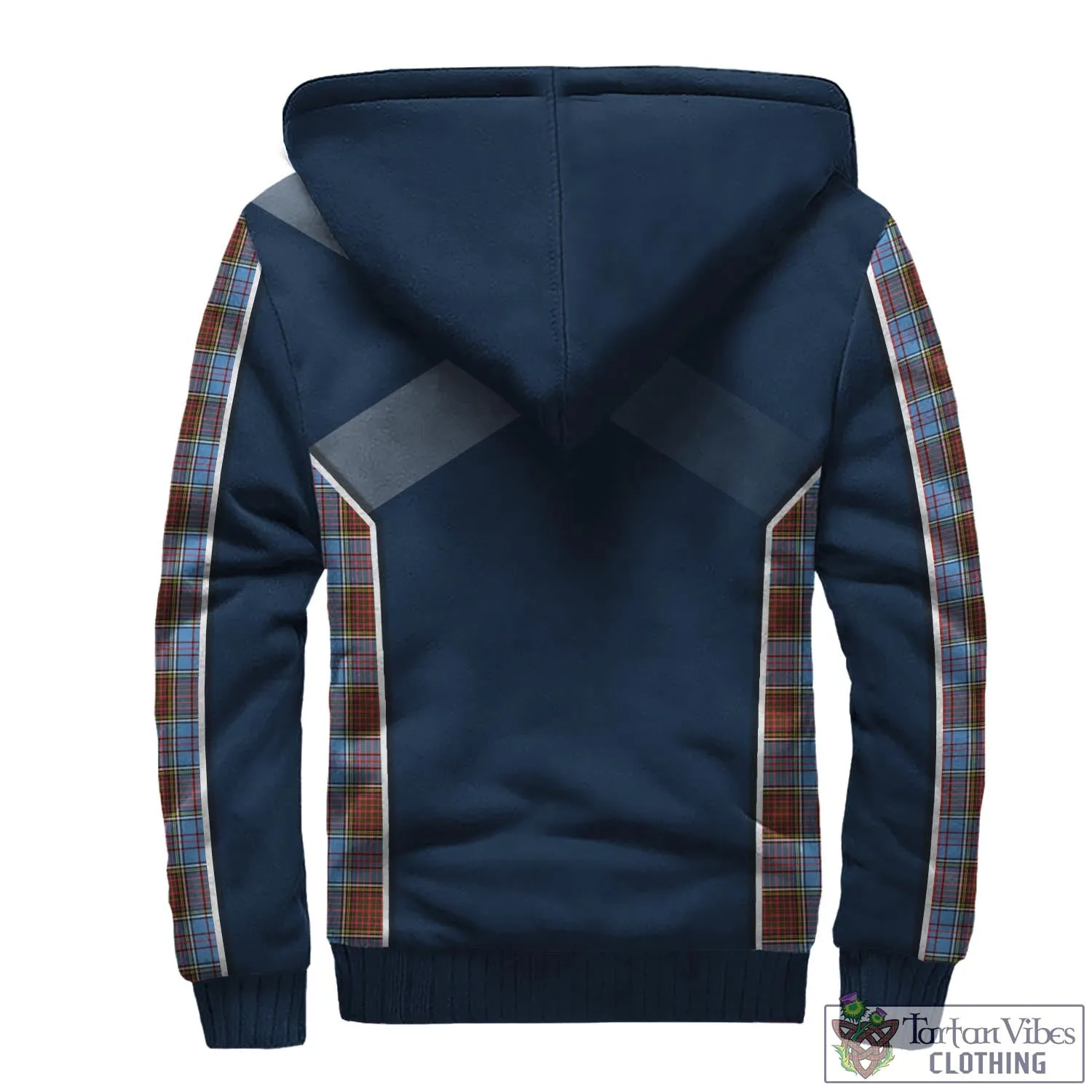 Anderson Modern Tartan Sherpa Hoodie with Family Crest and Scottish Thistle Vibes Sport Style