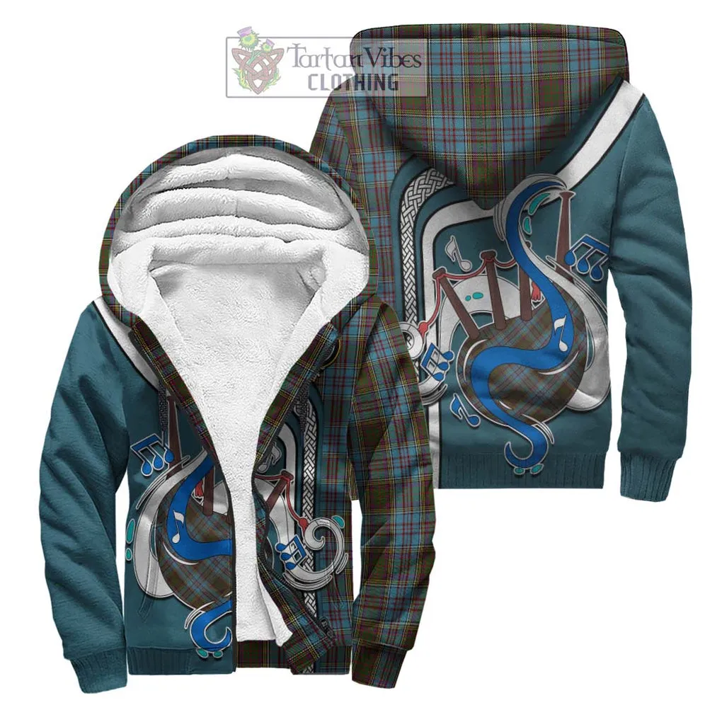 Anderson Tartan Sherpa Hoodie with Epic Bagpipe Style