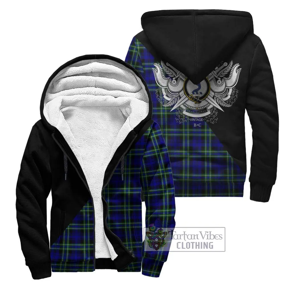 Arbuthnot Modern Tartan Sherpa Hoodie with Family Crest and Military Logo Style