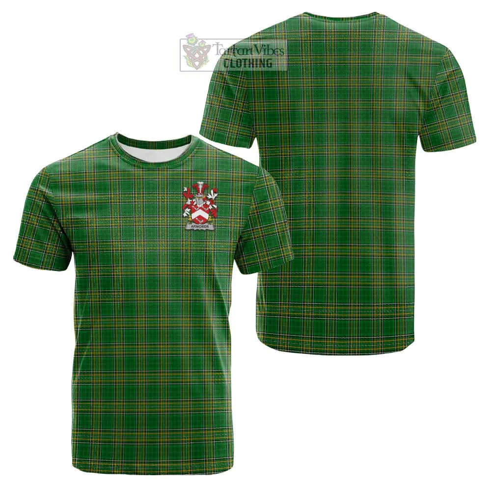 Armorer Irish Clan Tartan Cotton T-shirt with Coat of Arms