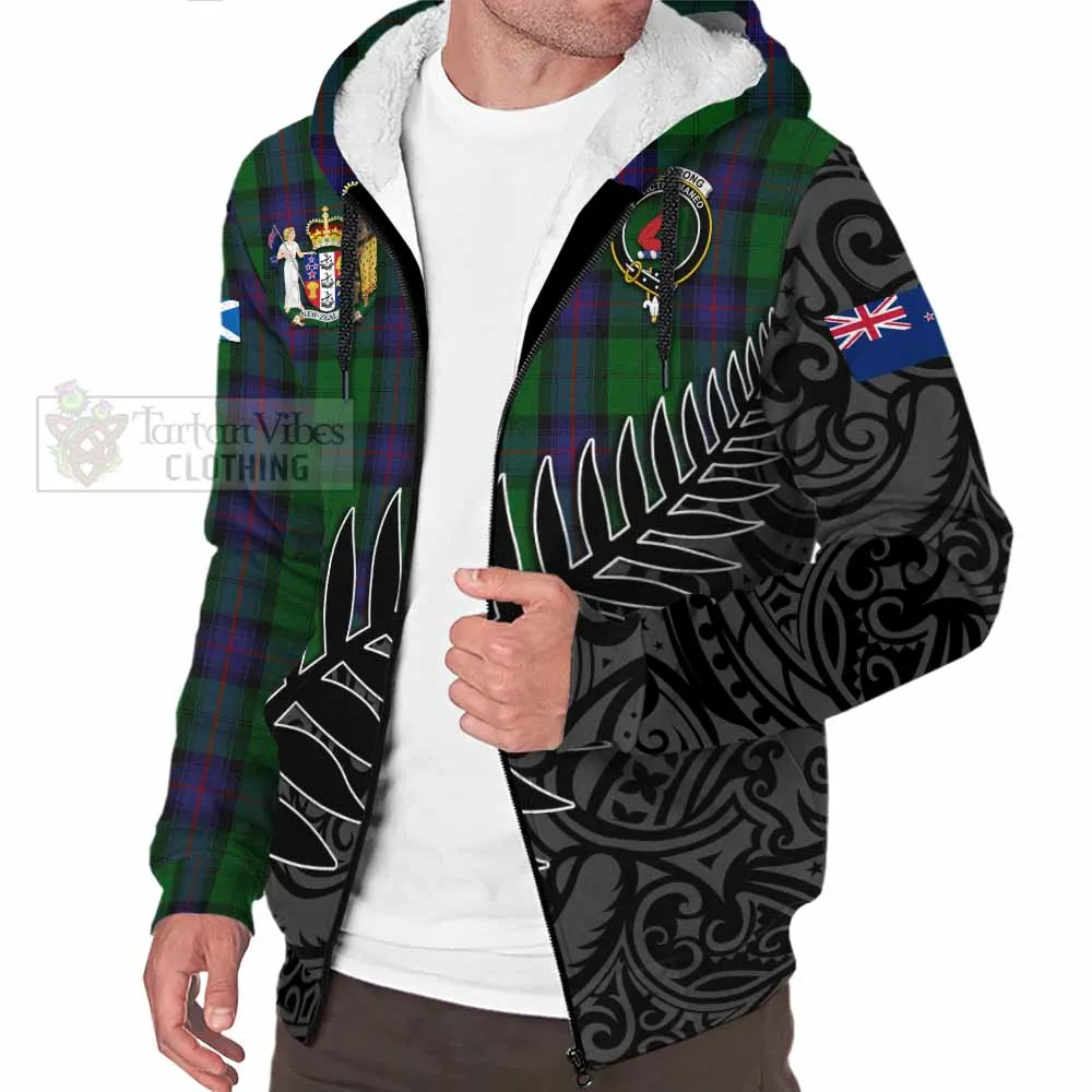 Armstrong Crest Tartan Sherpa Hoodie with New Zealand Silver Fern Half Style