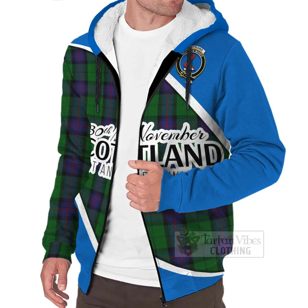 Armstrong Family Crest Tartan Sherpa Hoodie Celebrate Saint Andrew's Day in Style