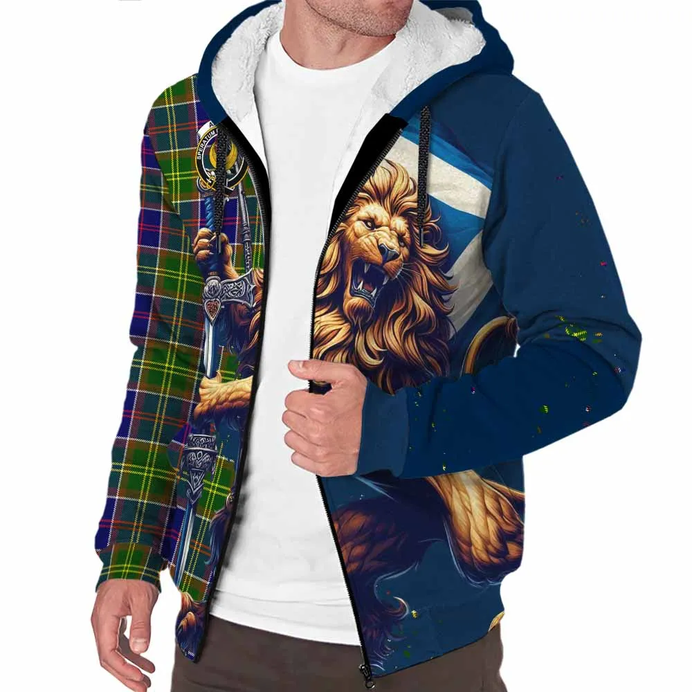 Arnott Tartan Family Crest Sherpa Hoodie with Scottish Majestic Lion