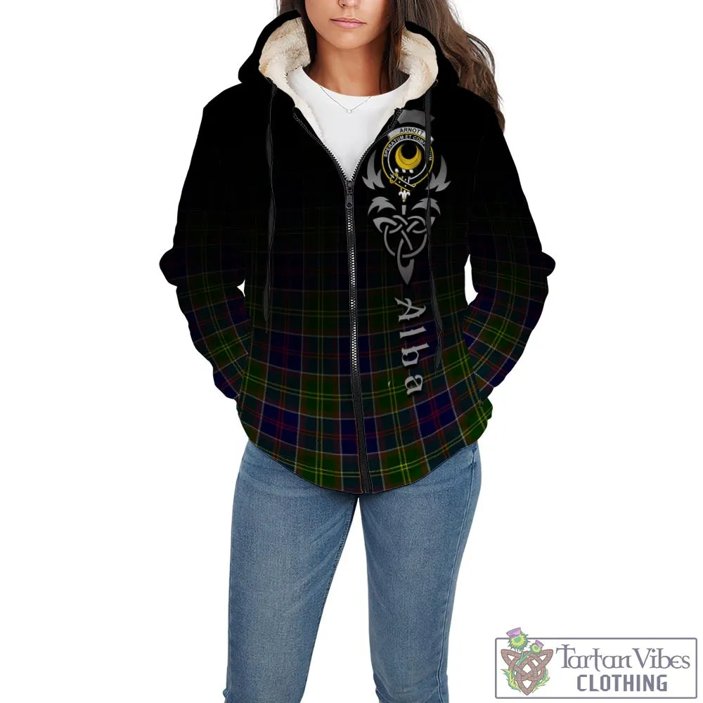 Arnott Tartan Sherpa Hoodie Featuring Alba Gu Brath Family Crest Celtic Inspired