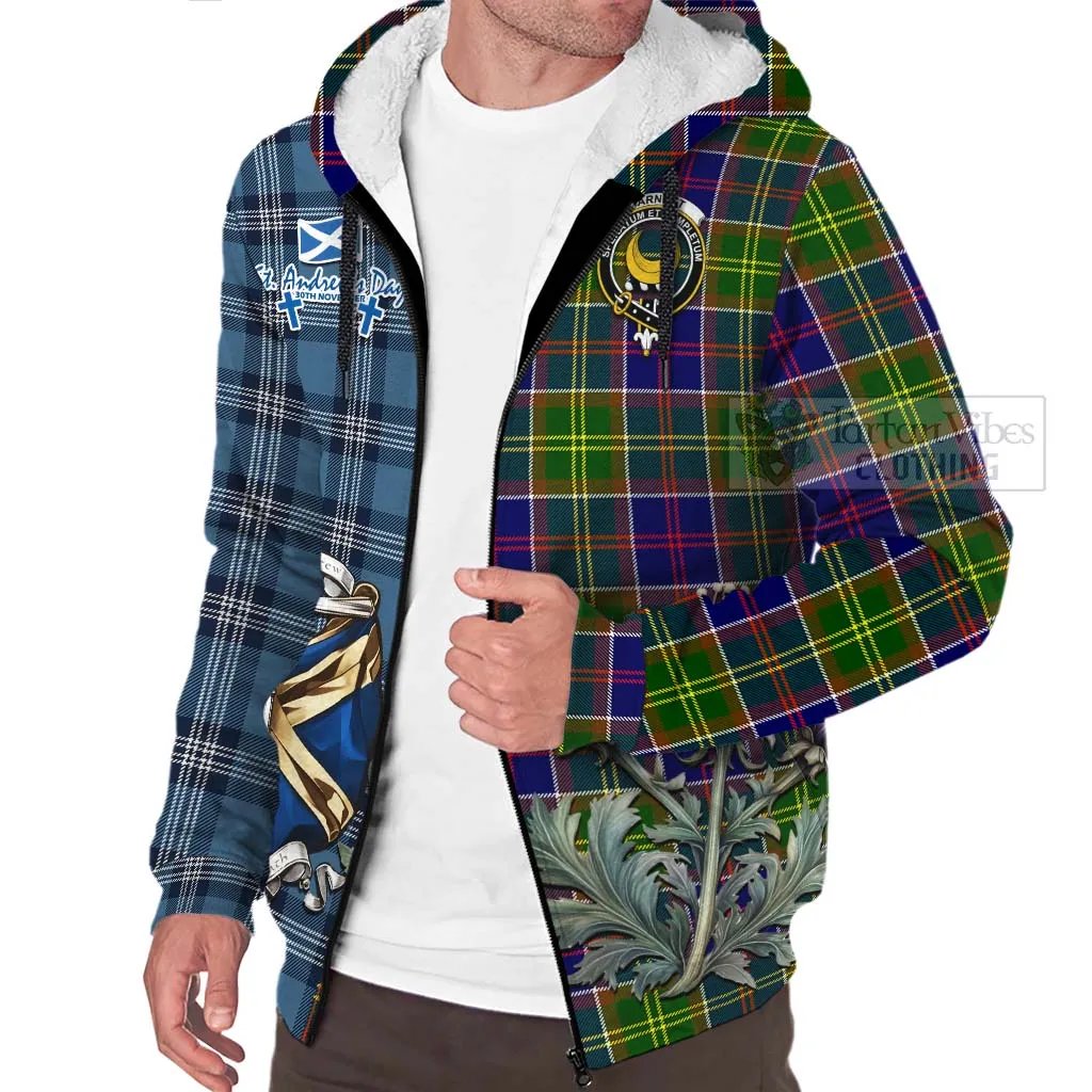 Arnott Tartan Sherpa Hoodie Happy St. Andrew's Day Half Tartan Style