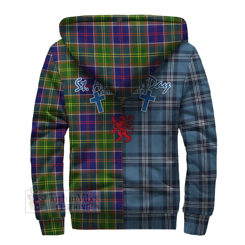 Arnott Tartan Sherpa Hoodie Happy St. Andrew's Day Half Tartan Style