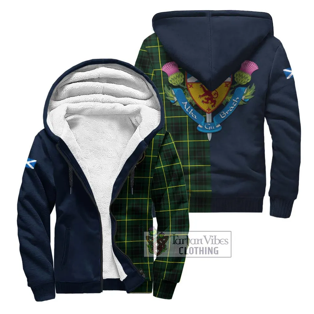 Arthur Modern Tartan Sherpa Hoodie Alba with Scottish Lion Royal Arm Half Style