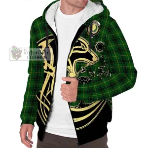 Arthur Tartan Sherpa Hoodie with Family Crest Celtic Wolf Style