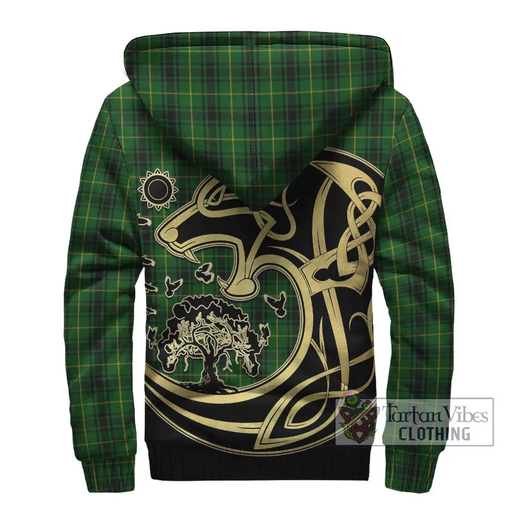 Arthur Tartan Sherpa Hoodie with Family Crest Celtic Wolf Style