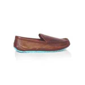 Australian Sheepskin Men Leather Moccasin Summer Style - Cognac