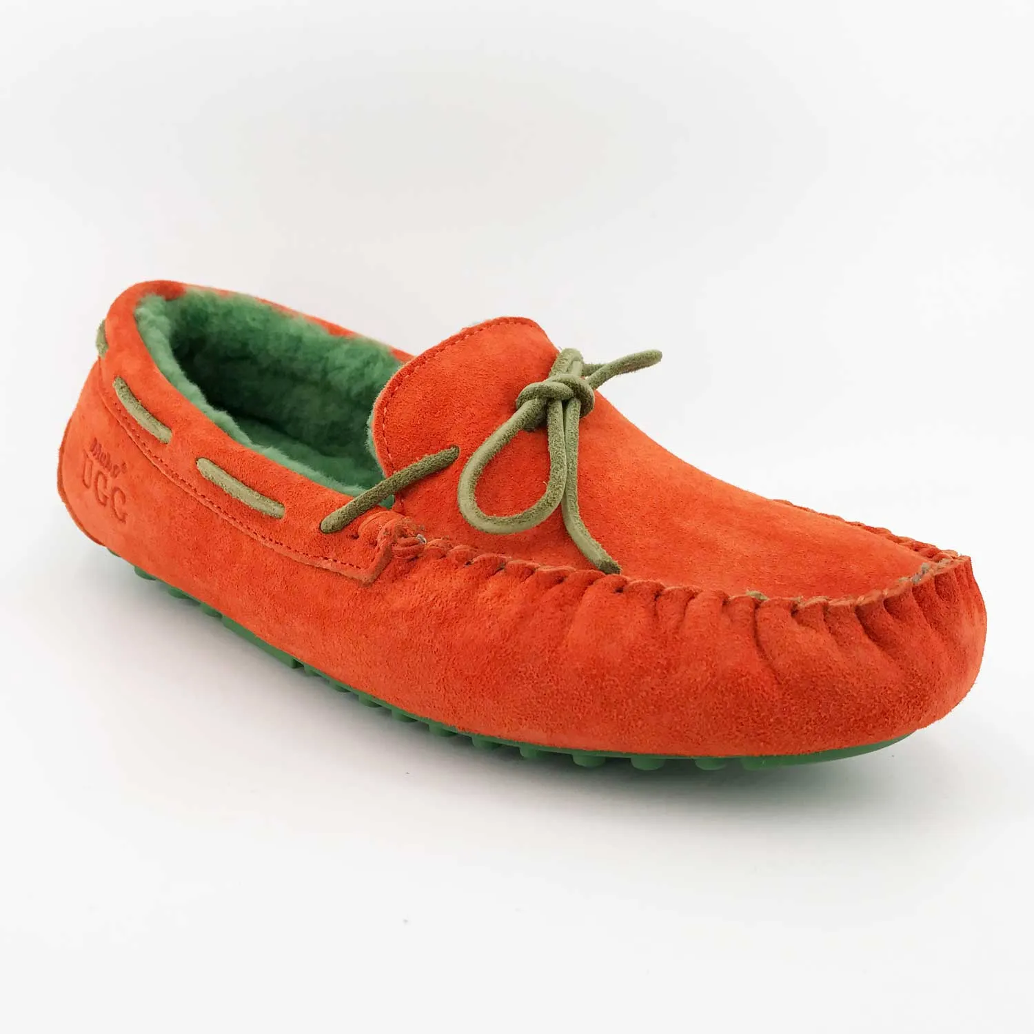 Australian Sheepskin UGG Women Casual Leather Flats UGG Moccasin - Orange