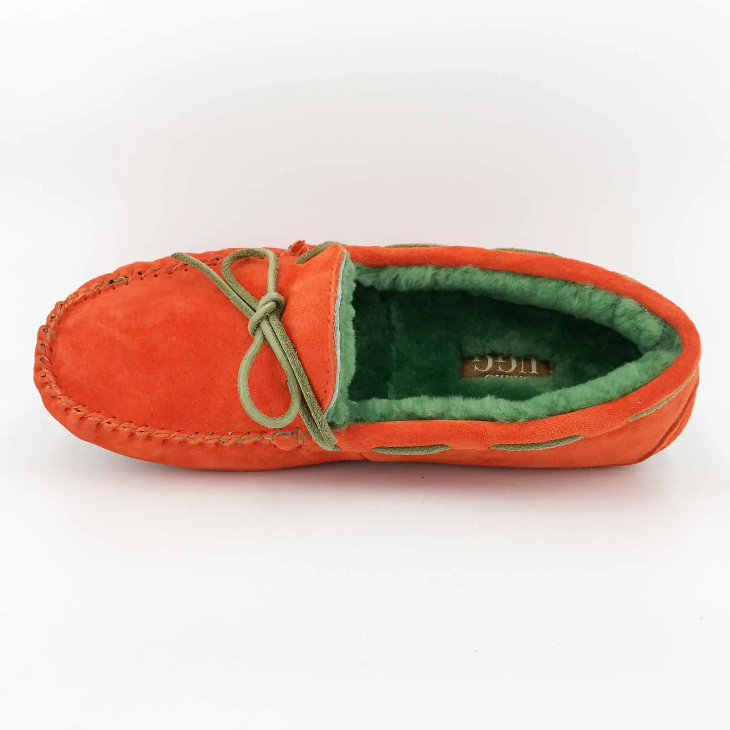 Australian Sheepskin UGG Women Casual Leather Flats UGG Moccasin - Orange