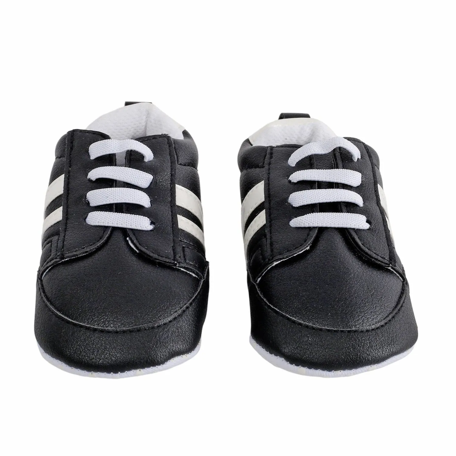 Baby Moo White Stripes On Black Sneakers