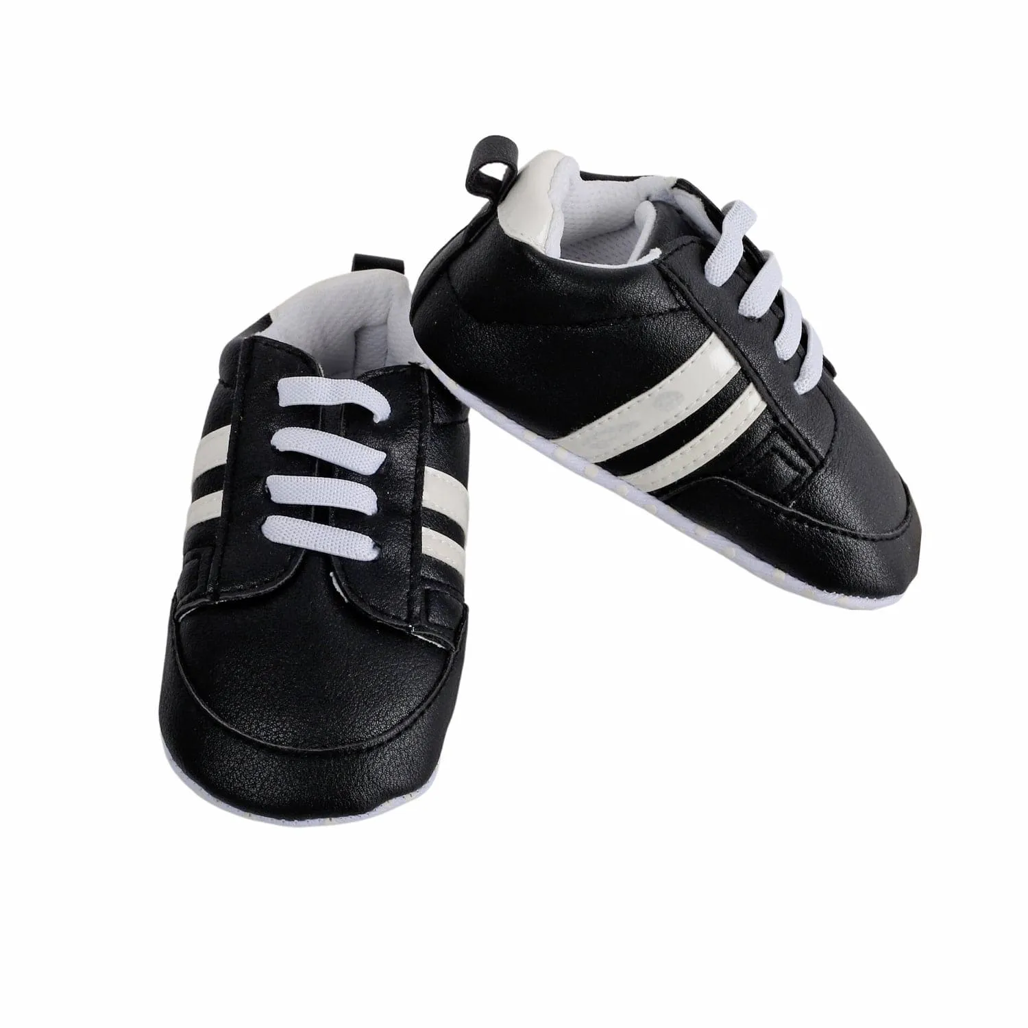 Baby Moo White Stripes On Black Sneakers