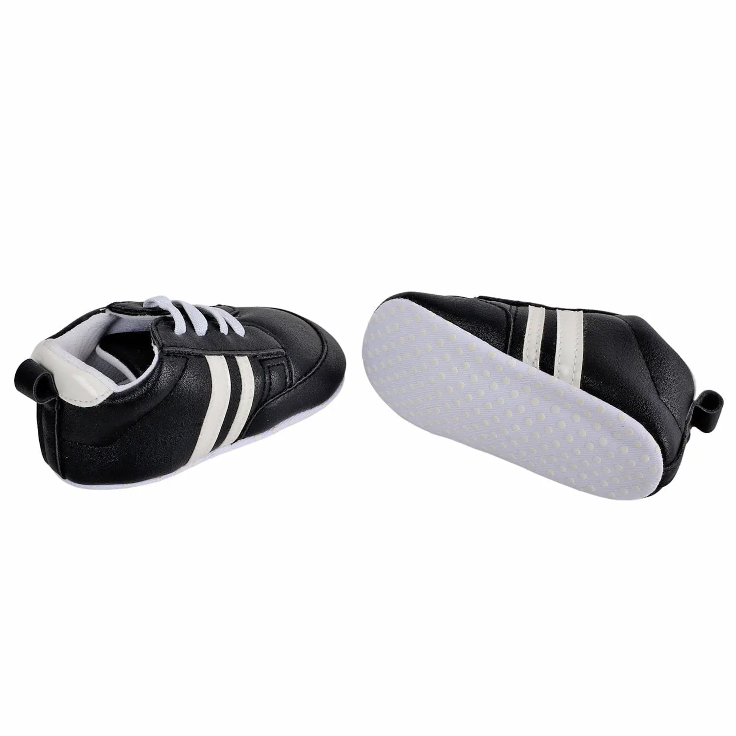 Baby Moo White Stripes On Black Sneakers