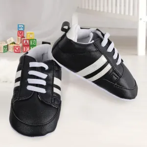 Baby Moo White Stripes On Black Sneakers