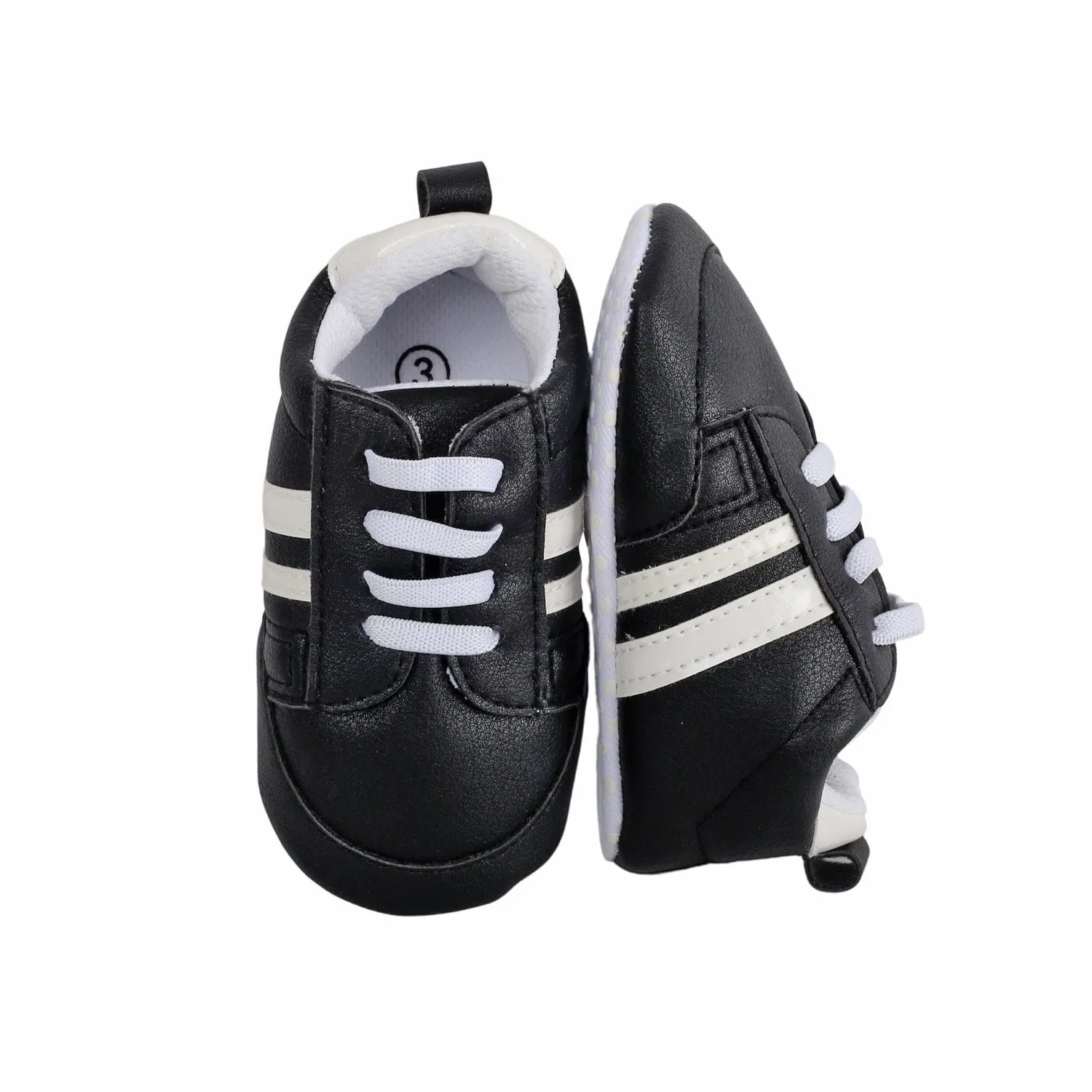 Baby Moo White Stripes On Black Sneakers