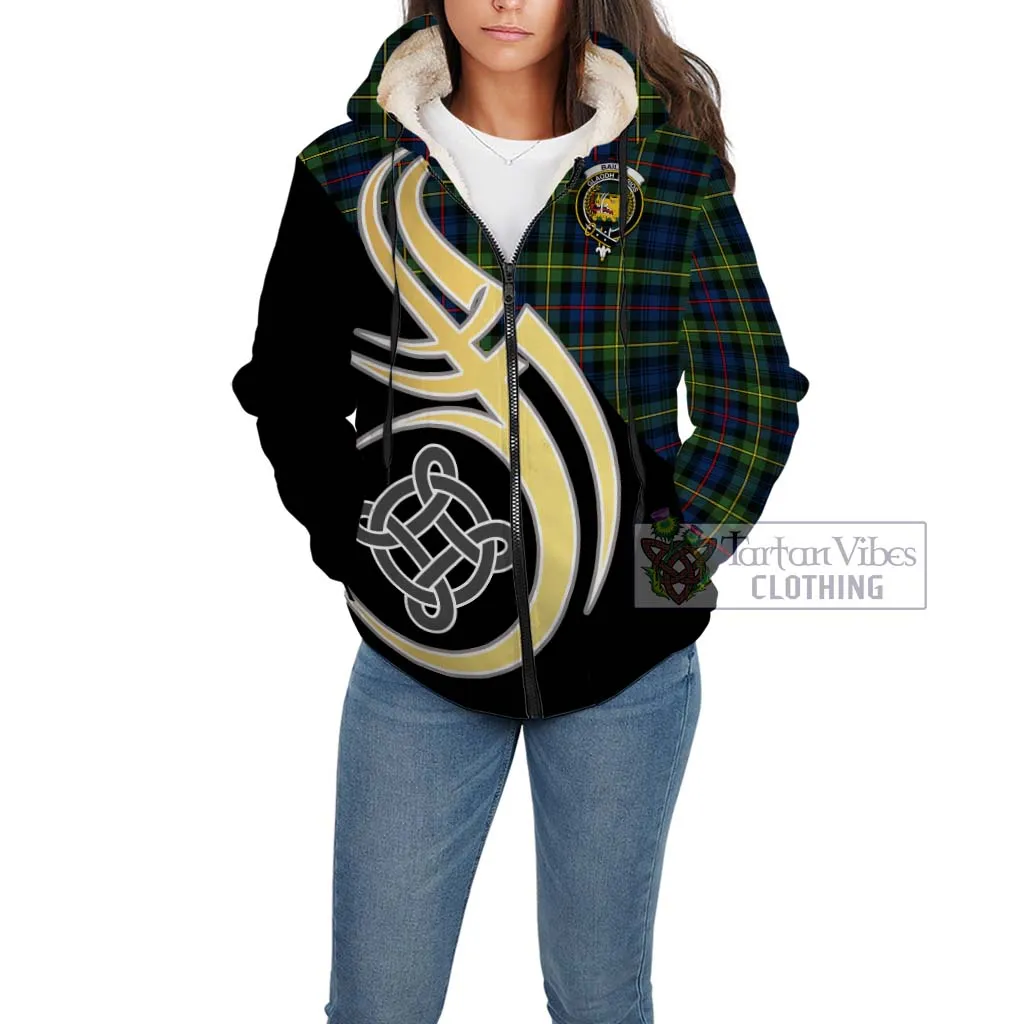 Bailey Modern Tartan Sherpa Hoodie with Family Crest and Celtic Symbol Style