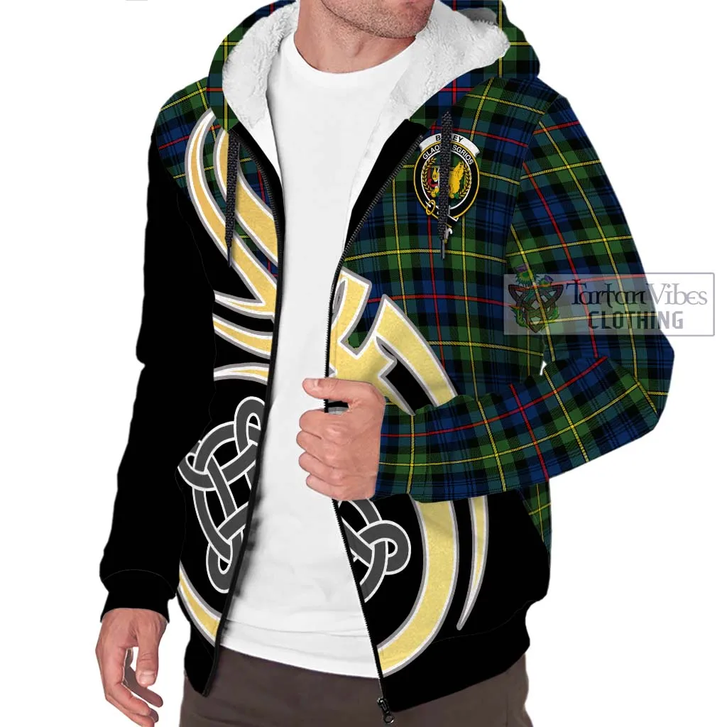 Bailey Modern Tartan Sherpa Hoodie with Family Crest and Celtic Symbol Style