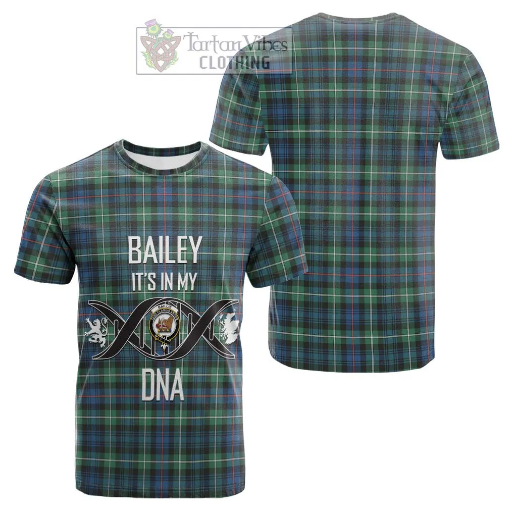 Baillie Ancient Tartan Cotton T-shirt with Family Crest DNA In Me Style