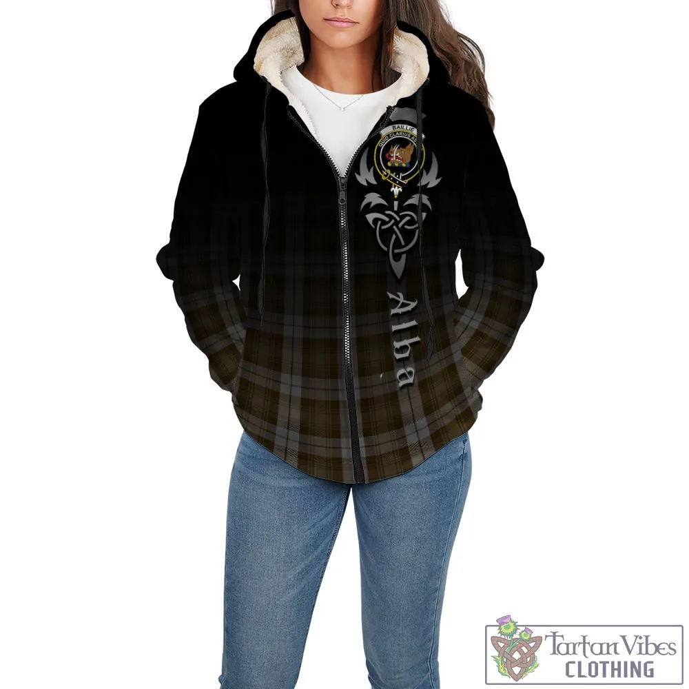 Baillie Dress Tartan Sherpa Hoodie Featuring Alba Gu Brath Family Crest Celtic Inspired