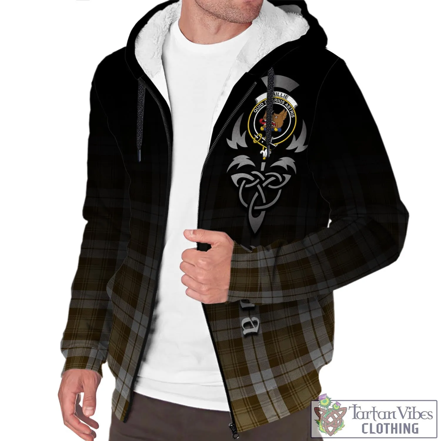 Baillie Dress Tartan Sherpa Hoodie Featuring Alba Gu Brath Family Crest Celtic Inspired