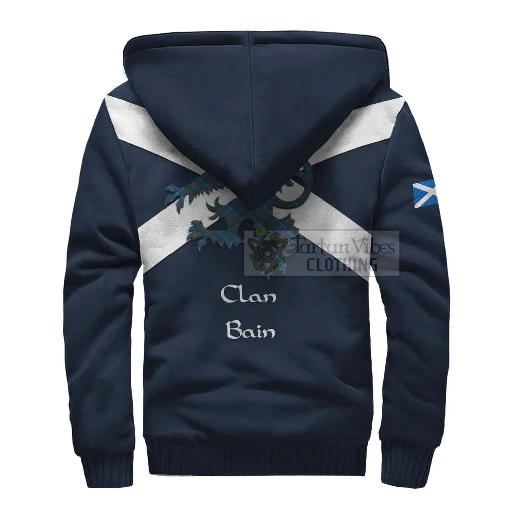 Bain Tartan Lion Rampant Sherpa Hoodie  Proudly Display Your Heritage with Alba Gu Brath and Clan Name