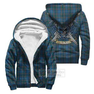 Bain Tartan Sherpa Hoodie with Family Crest Celtic Skull Style