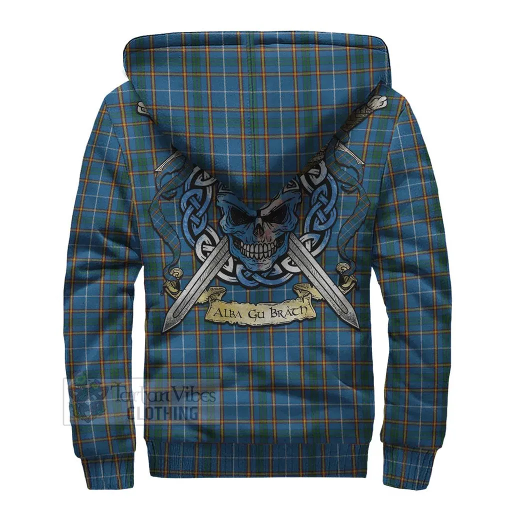 Bain Tartan Sherpa Hoodie with Family Crest Celtic Skull Style