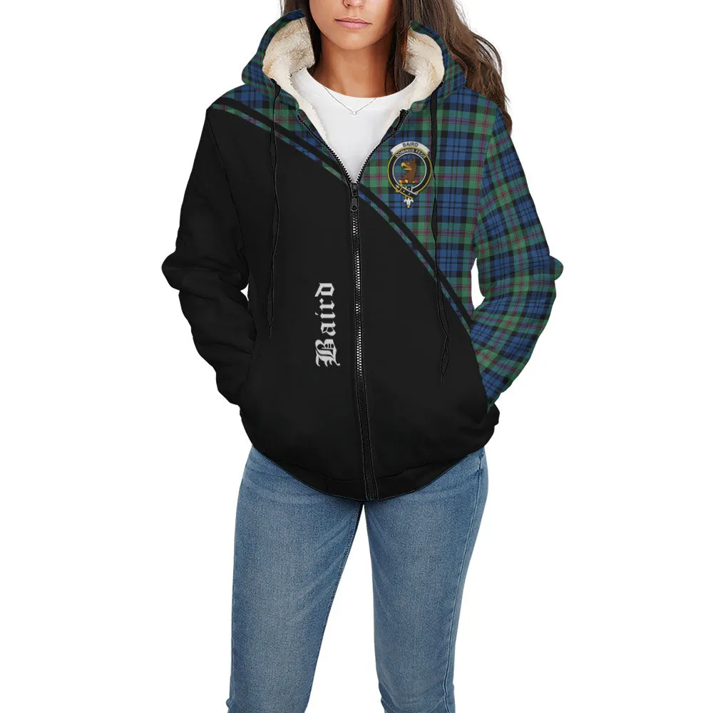 Baird Ancient Tartan Sherpa Hoodie with Family Crest Curve Style