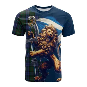 Baird Tartan Family Crest Cotton T-shirt with Scottish Majestic Lion