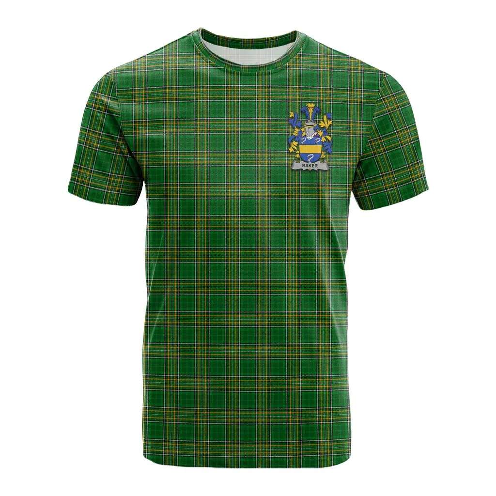 Baker Irish Clan Tartan Cotton T-shirt with Coat of Arms