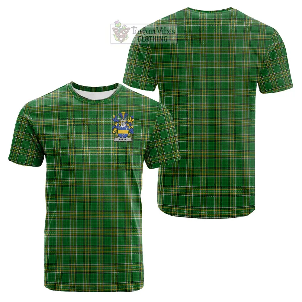 Baker Irish Clan Tartan Cotton T-shirt with Coat of Arms