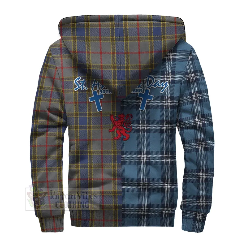 Balfour Tartan Sherpa Hoodie Happy St. Andrew's Day Half Tartan Style