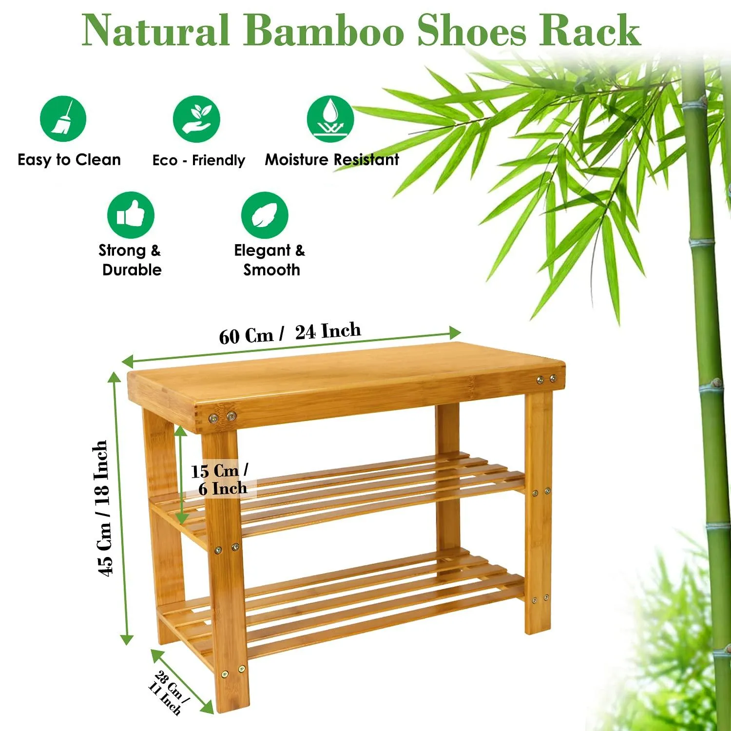 Bamboo Wooden Handmade Solid Sheesham Wood Shoe Rack