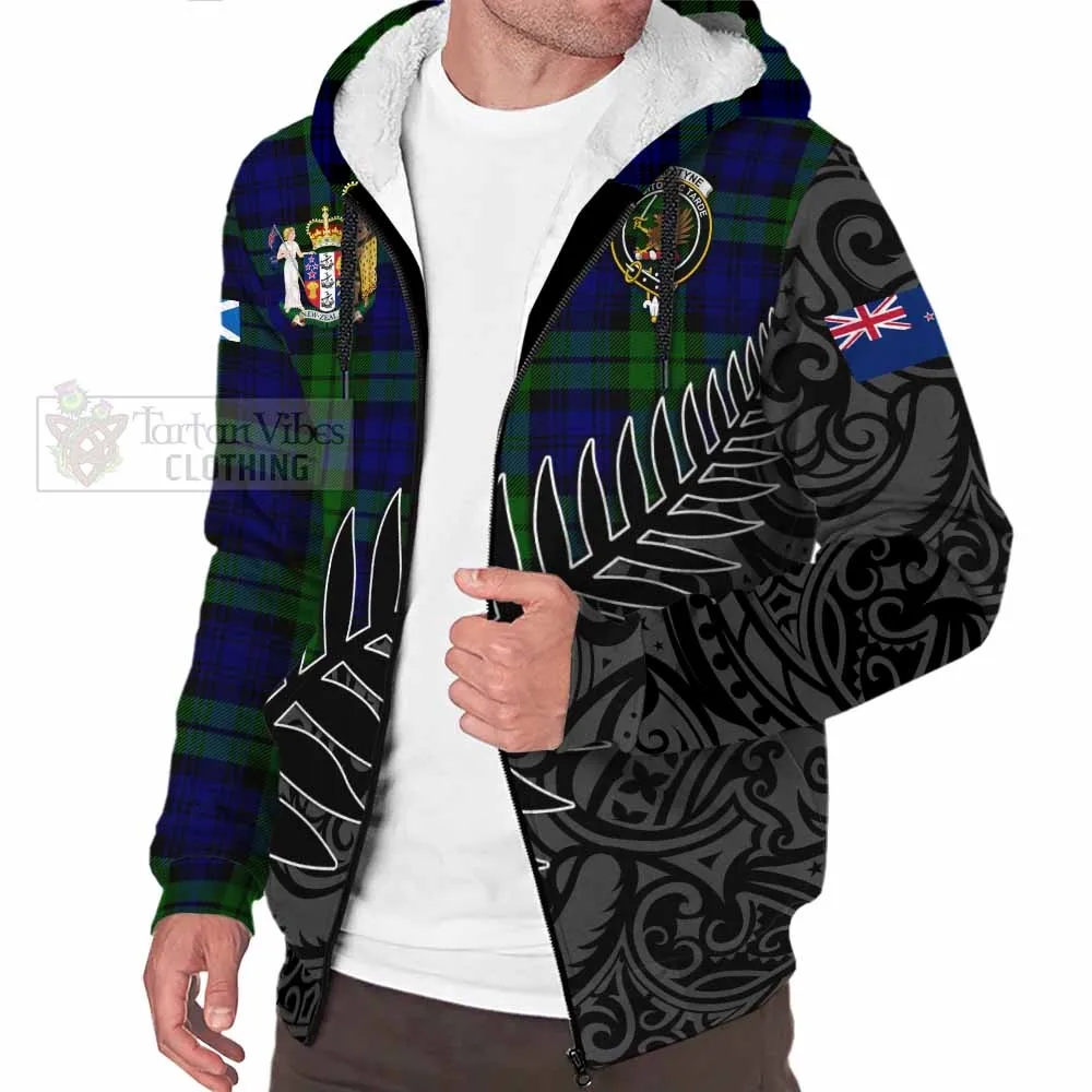 Bannatyne Crest Tartan Sherpa Hoodie with New Zealand Silver Fern Half Style