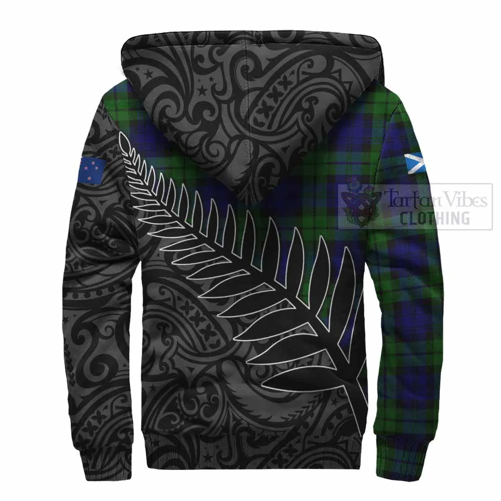 Bannatyne Crest Tartan Sherpa Hoodie with New Zealand Silver Fern Half Style