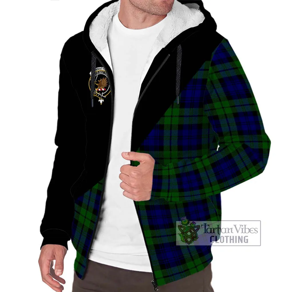 Bannatyne Tartan Sherpa Hoodie with Family Crest and Military Logo Style