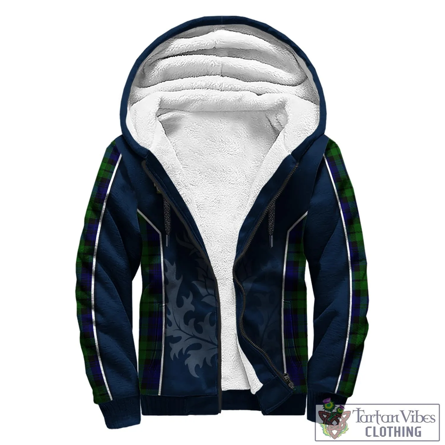 Bannatyne Tartan Sherpa Hoodie with Family Crest and Scottish Thistle Vibes Sport Style