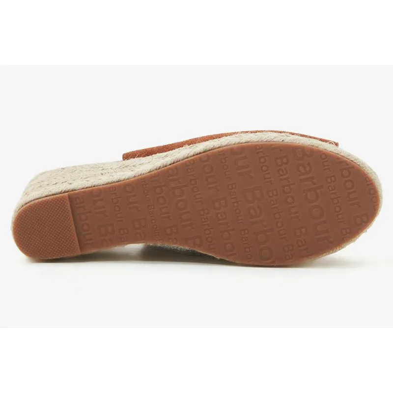 Barbour Nadia Ladies Suede Espadrille Wedge - Cognac