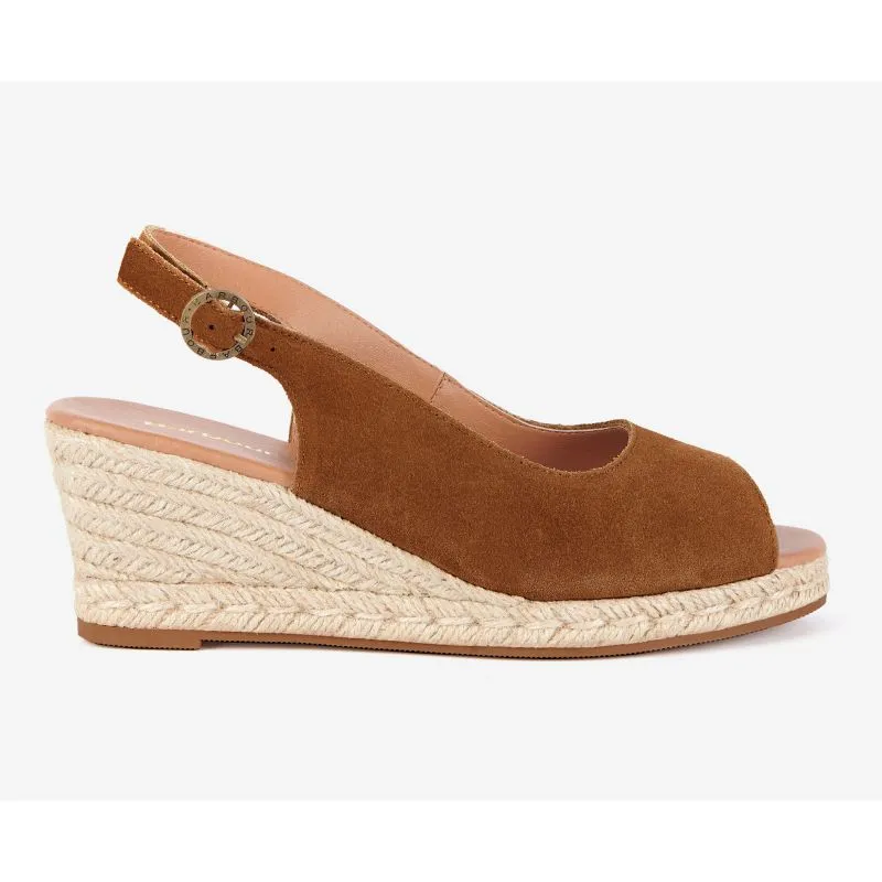 Barbour Nadia Ladies Suede Espadrille Wedge - Cognac