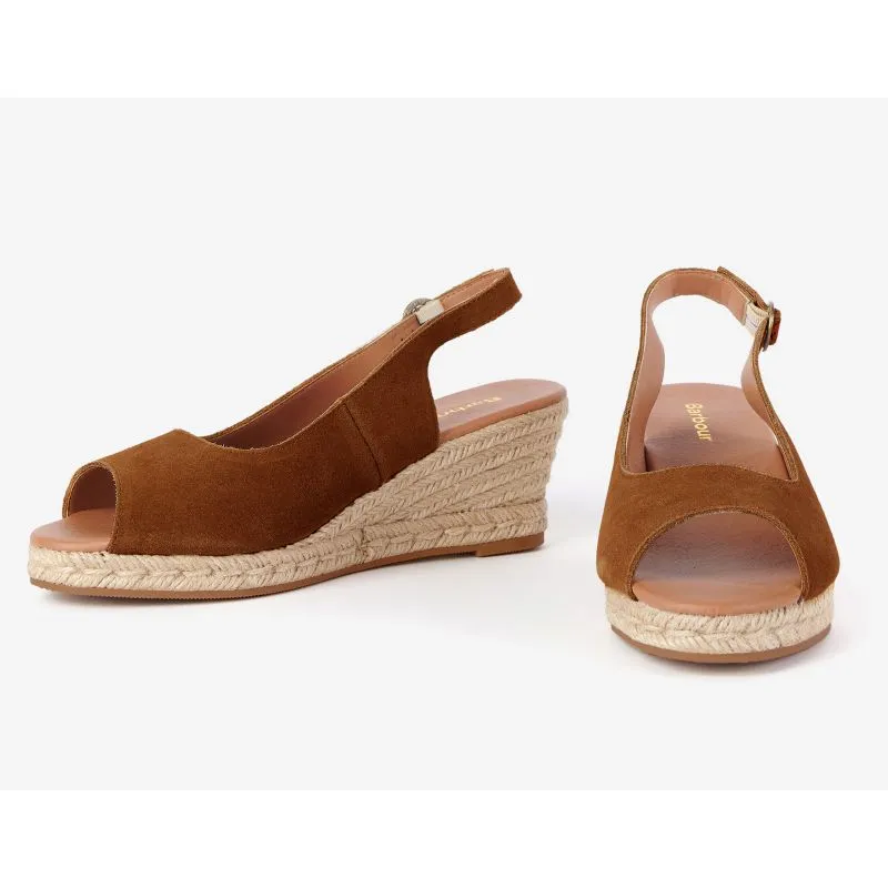 Barbour Nadia Ladies Suede Espadrille Wedge - Cognac