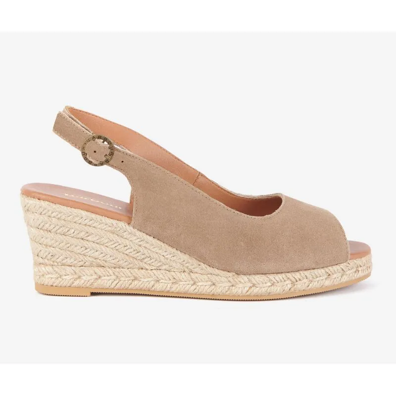 Barbour Nadia Suede Ladies Espadrille Wedge - Sand