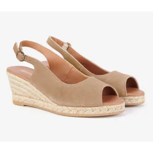 Barbour Nadia Suede Ladies Espadrille Wedge - Sand