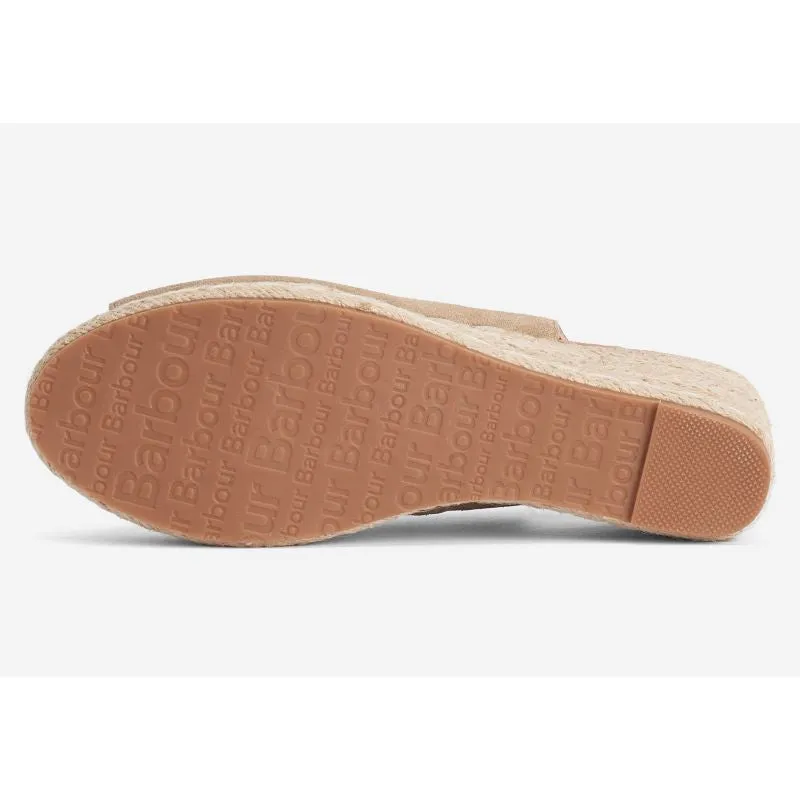 Barbour Nadia Suede Ladies Espadrille Wedge - Sand