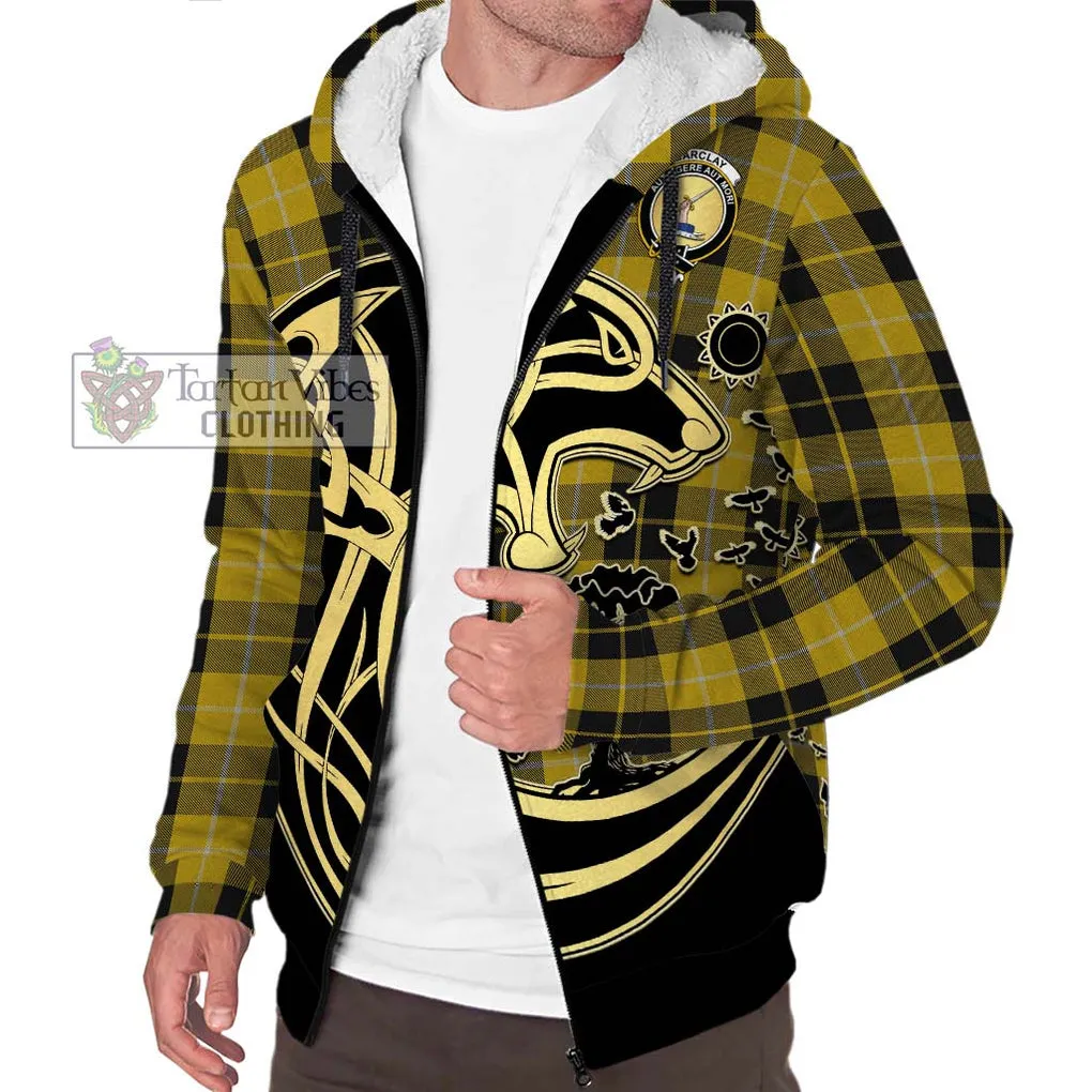 Barclay Dress Tartan Sherpa Hoodie with Family Crest Celtic Wolf Style